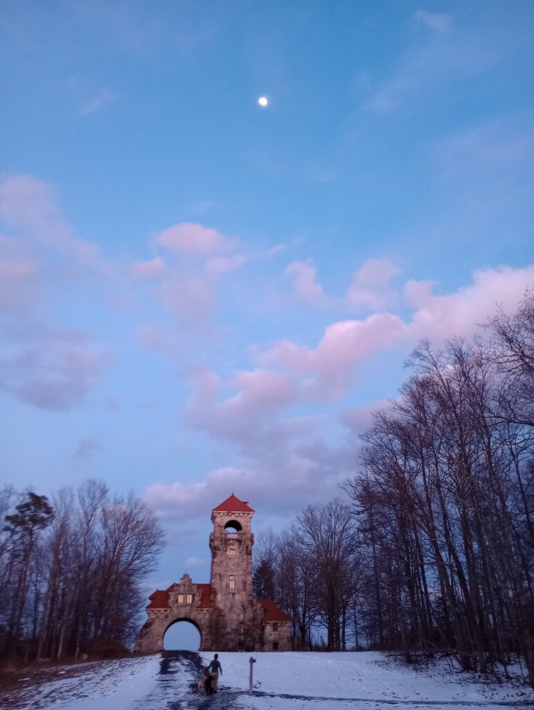 Testimonial Gatehouse in Winter, Mohonk Preserve