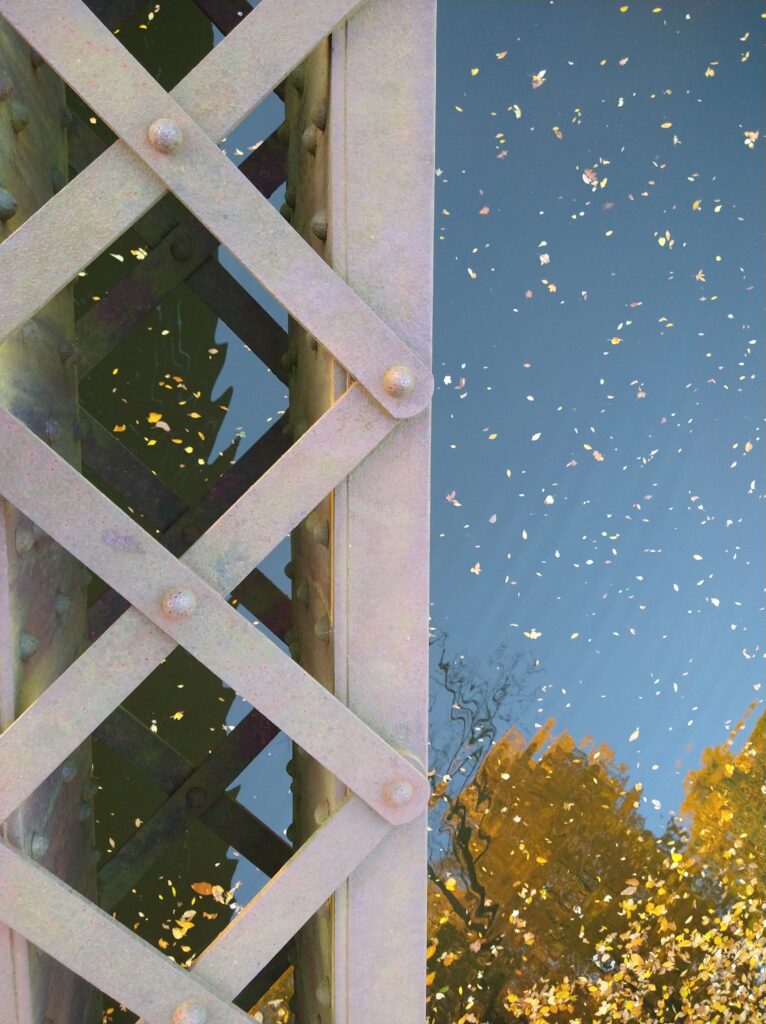 Trestle and fall leaves, Wallkill River