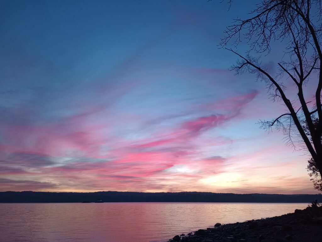 Sunrise over the Hudson (Blue and Pink)